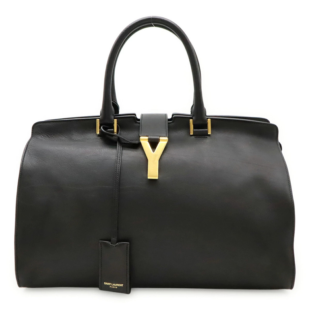 SAINT LAURENT PARIS YSL Yves Y Cabas Handbag Leather Black